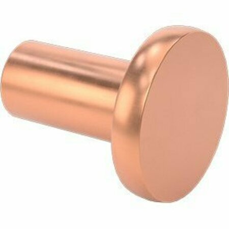 BSC PREFERRED Copper Flat Head Solid Rivets 1/4 Diameter for 0.125 Maximum Material Thickness, 25PK 97440A385